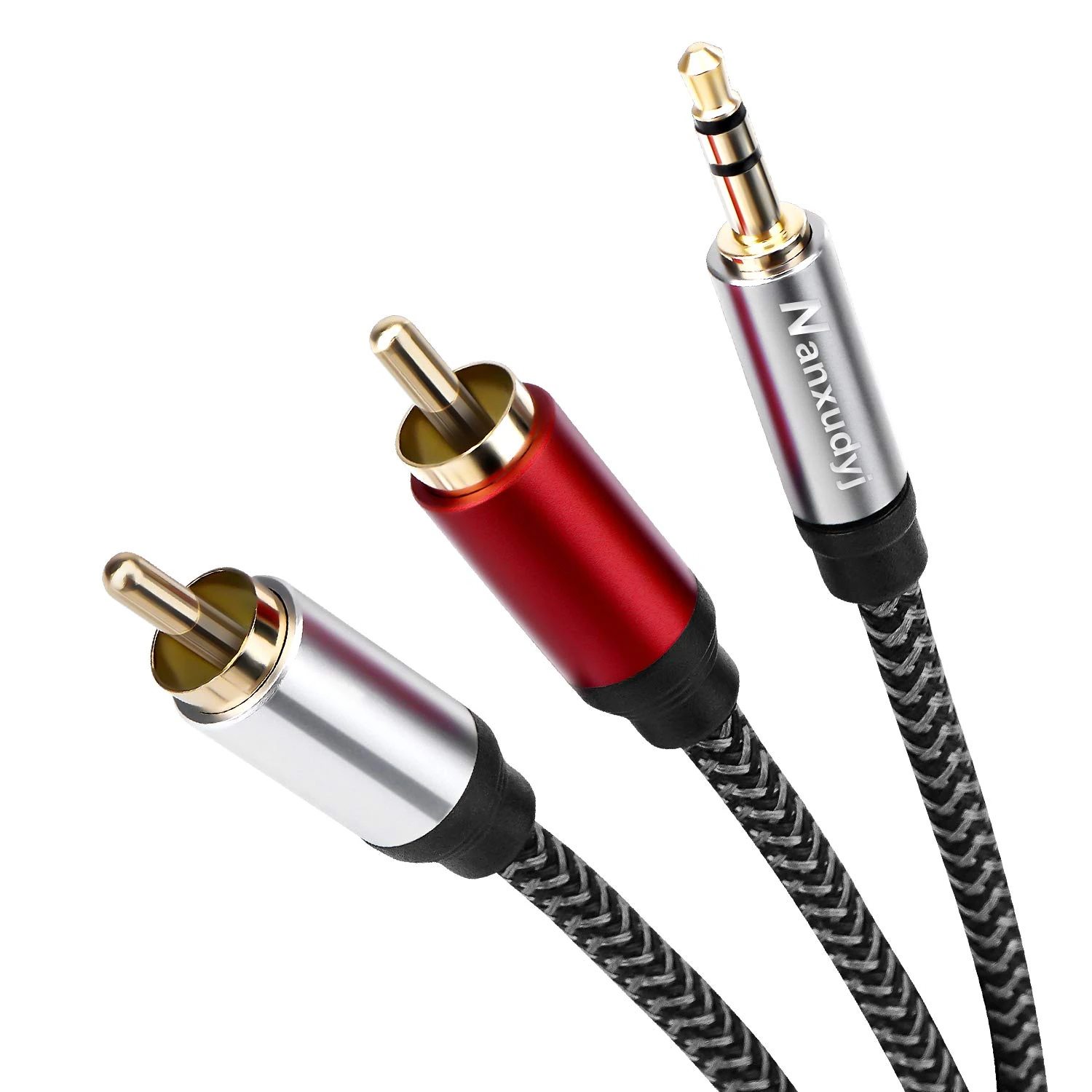 Nanxudyj 3.5mm to 2RCA Audio Cable 80ft,Nylon-Braided 3.5mm AUX to 2RCA Audio Cable for Stereo Receiver Speaker Smartphone Tablet HDTV MP3 Player & More Stereo Cable Audiophiles Headphone 2RCA Cable