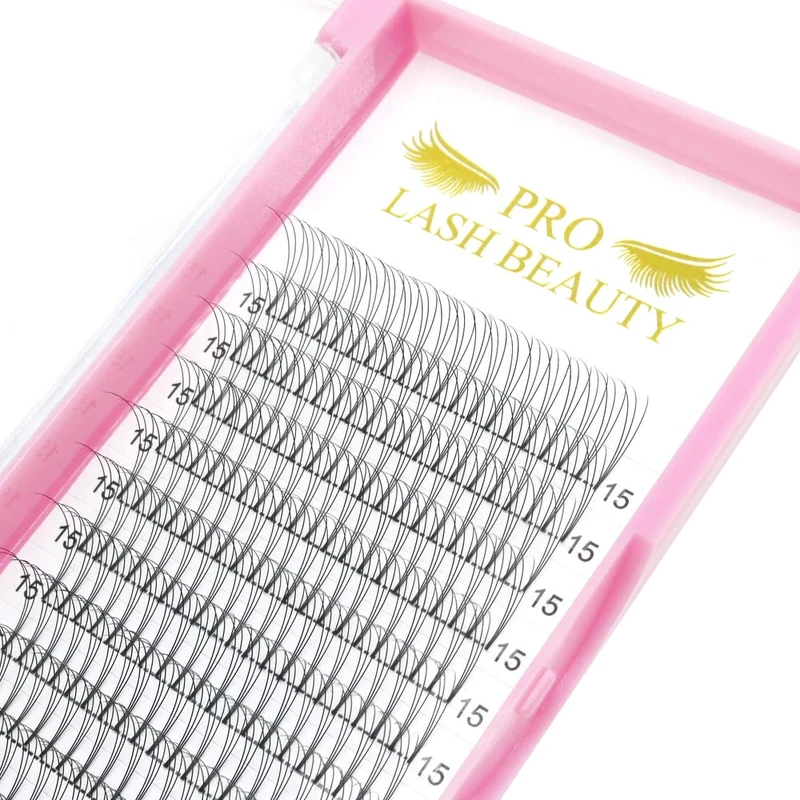 Pre Made Fan Eyelash Extensions 3D-D-0.10-9-15mm Short Stem Premade Fans Eyelash Extension Pre Fanned Russian Volume Lashes 0.07 0.10 Lash Extensions (3D-D-0.10-9-15)