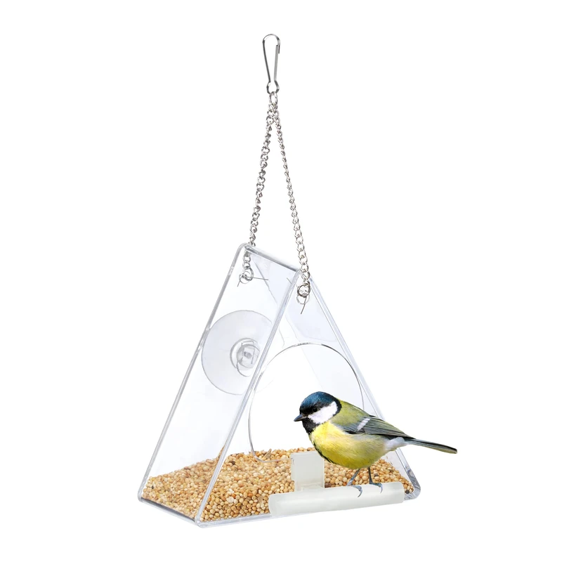 Relaxdays Transparent Acrylic Bird Feeder - Hanging Station