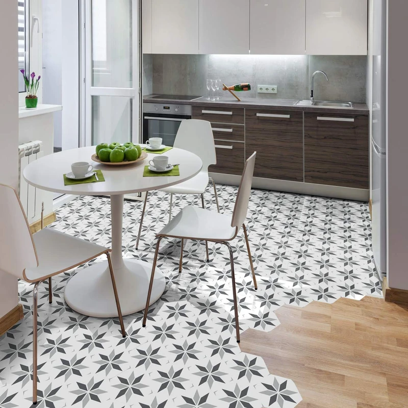 Ambiance Sticker Peel and Stick Decorative Hexagon Perina Floor Tile, DIY Home Decor, Peel and Stick Removable Stickers, Waterproof Non-Skid Sticker - H40 x L90 cm - 10 Stickers of 20 x 18 cm - Image 1