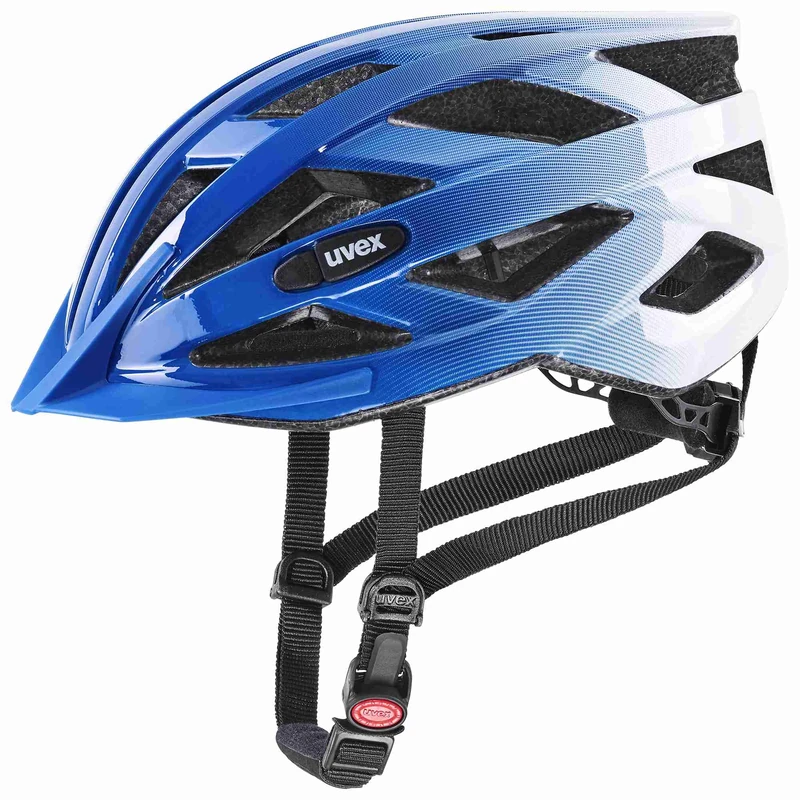 uvex air wing - lightweight all-round helmet for women and men - individually adjustable fit - expandable with LED light - cobalt - white - 52-57 cm
