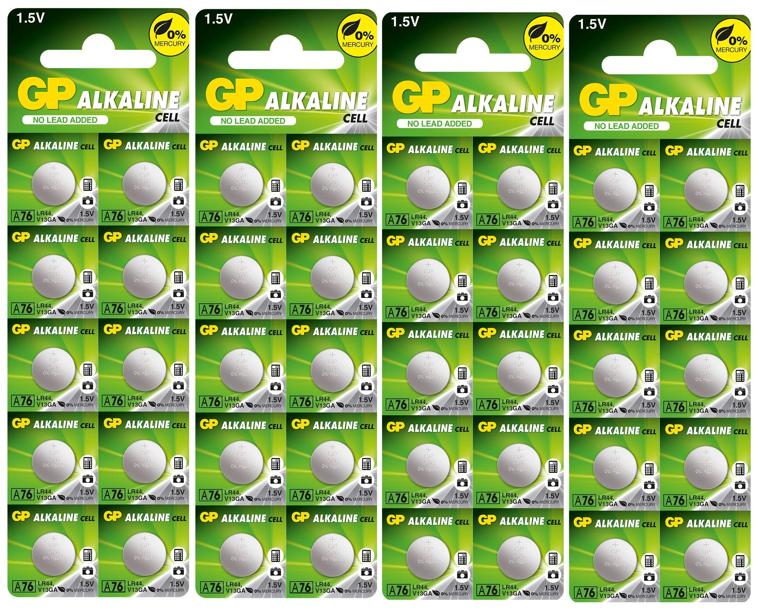 LR44 40-Pack of GP Batteries LR44 Button cell batteries Also known as AG13 / A76 suitable for Toys Calculators/Tv Remotes/Watches etc
