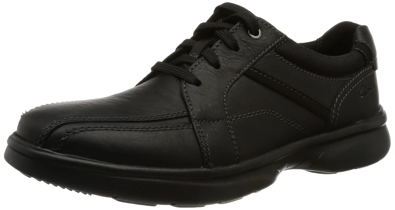Clarks Men's Bradley Walk Oxford shoe, Black Tumbled Leather, 9 UK