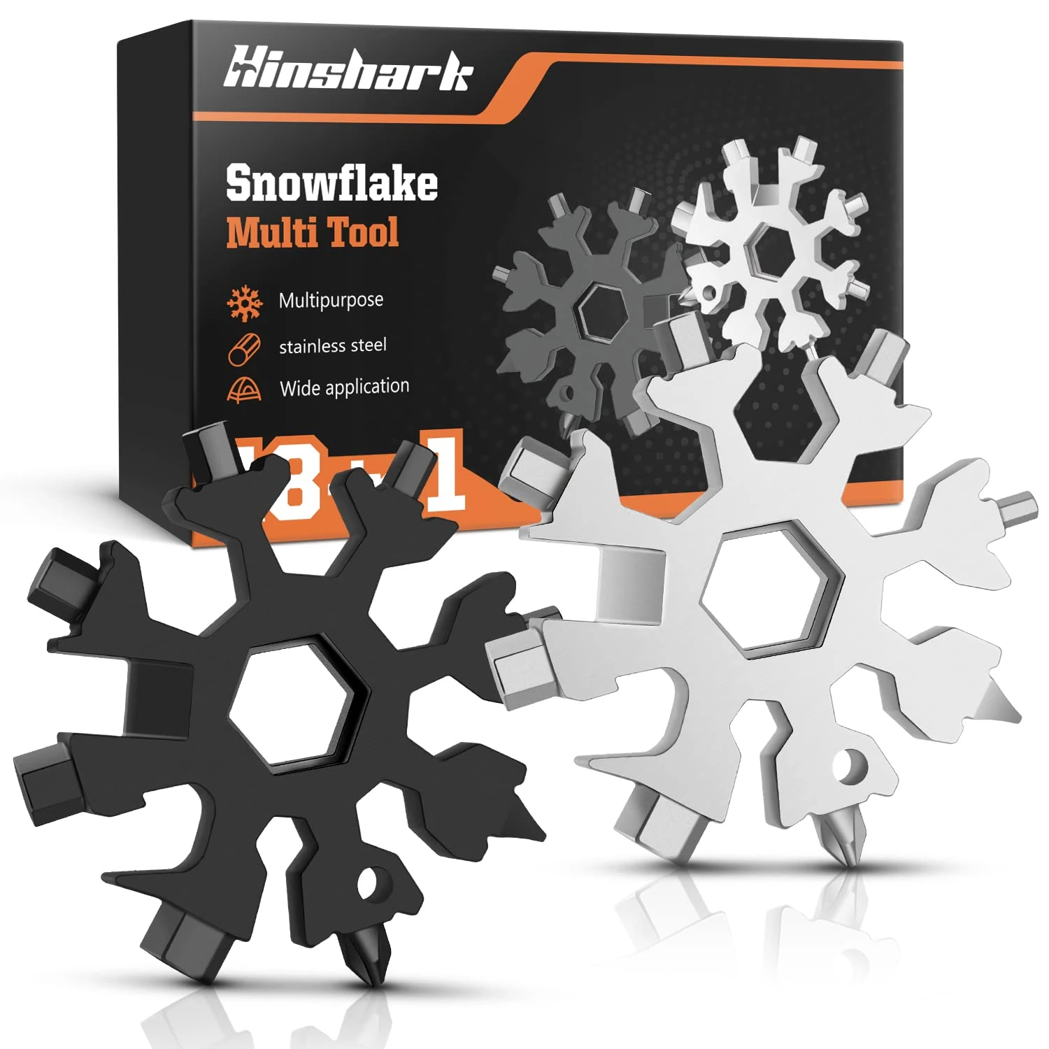 Hinshark Gifts for Men Him Dad, 18-in-1 Snowflake Multi Tool, Dad Birthday Gadgets Stocking Fillers Mens Gifts for Men Who Have Everything