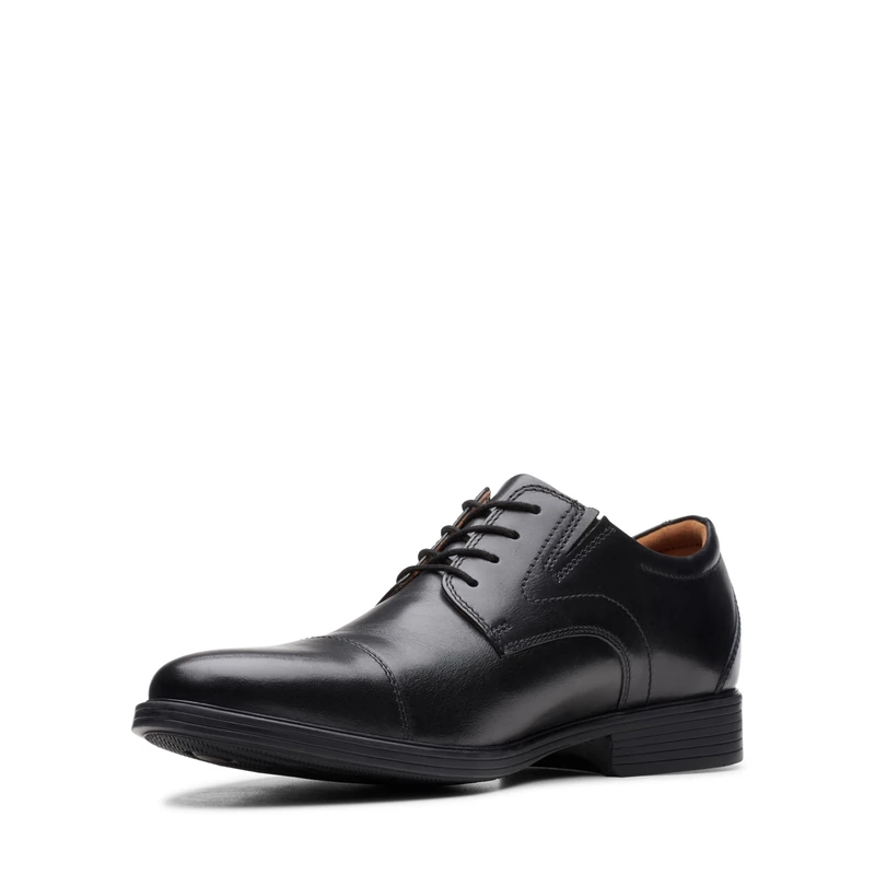 Clarks Whiddon Cap Mens Black Leather Fashion Trainers - Size 8