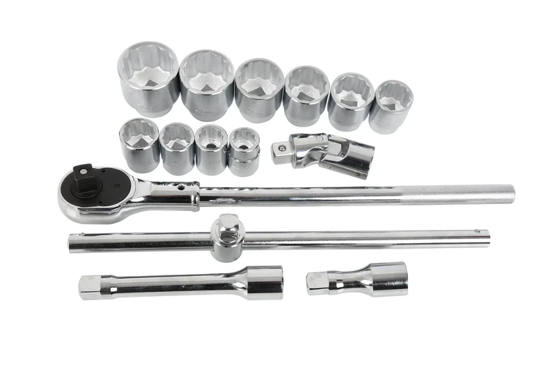 Ratchet+10 Double Hex Socket Set, 3/4 inch Drive, 22-50 mm