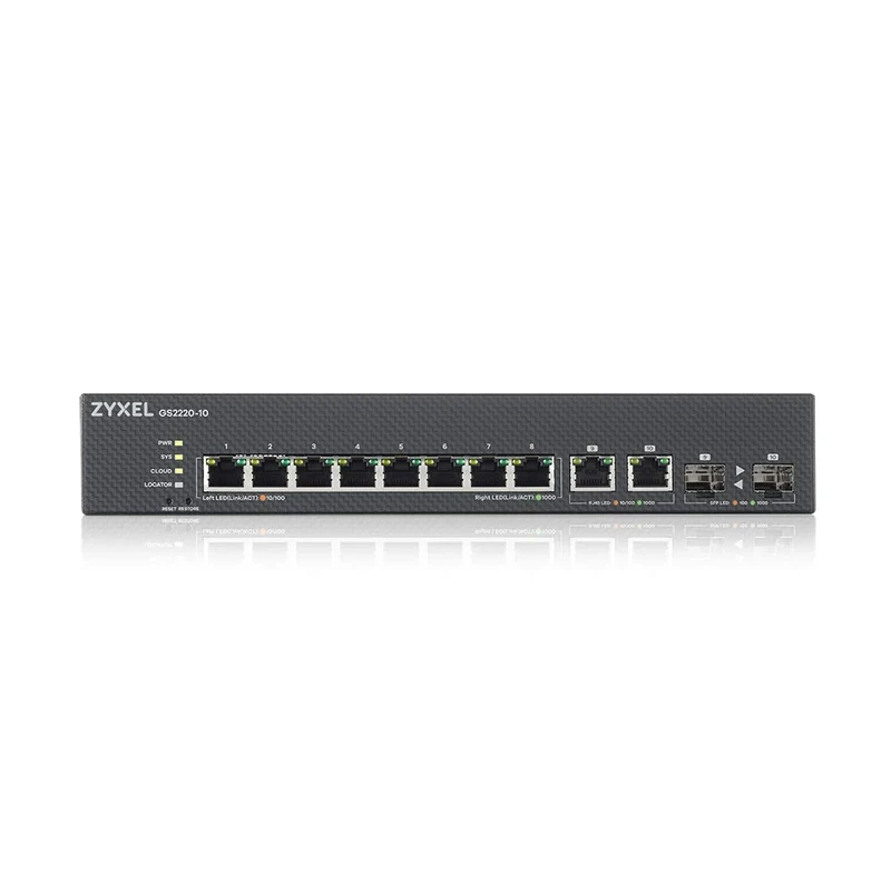 ZYXEL GS2220-10-EU0101F commutateur réseau Géré L2 Gigabit Ethernet (10/100/1000) Noir