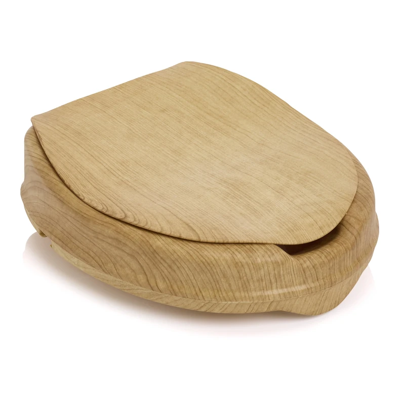 NRS Sanctuary Oak Effect Raised Toilet Seat with Lid - 2"