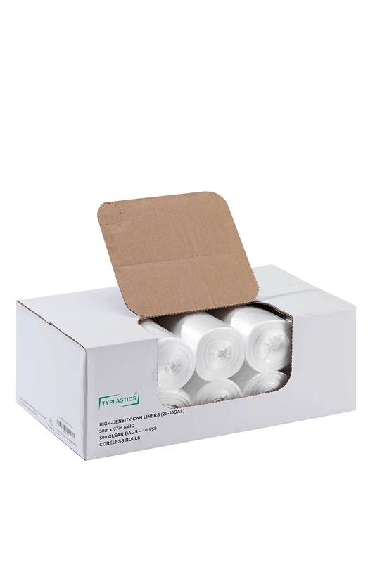 TYPLASTICS 20-30 Gallon Clear Trash Can Liners - 30" x 37" - HD Garbage Bags - Case of 500