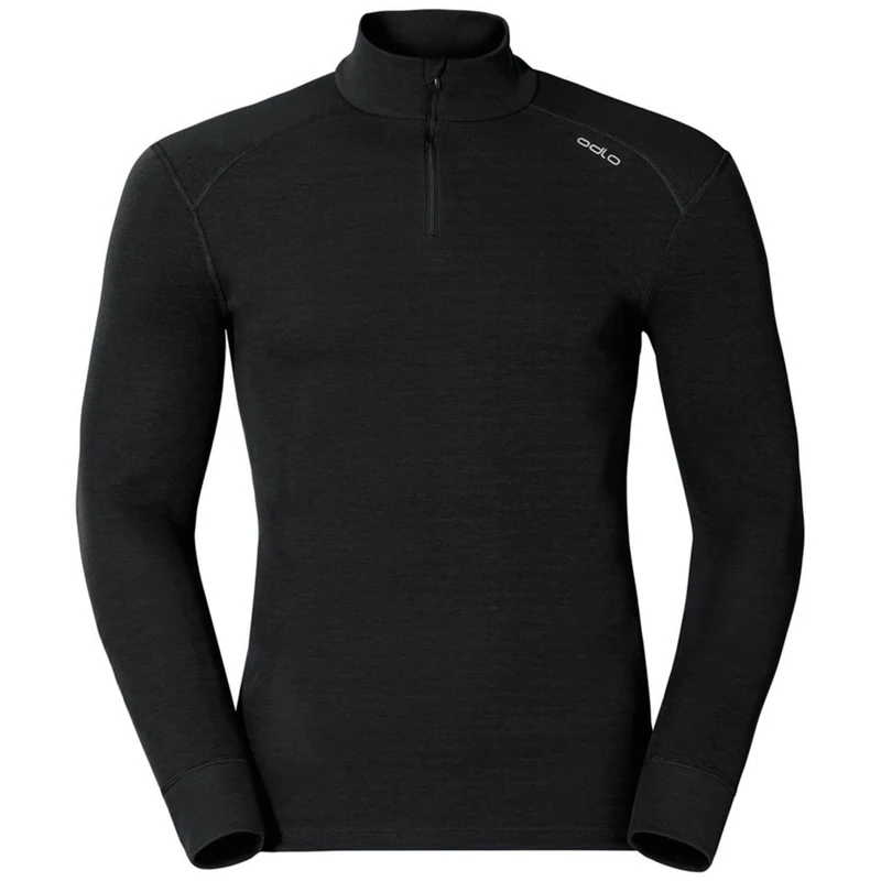 Odlo Thermal Underwear for Men Active Warm I Long-Sleeved Thermal Shirt I Warm ski Underwear I Long-Sleeved Thermal Shirt with Collar and Half Zip I Men Black