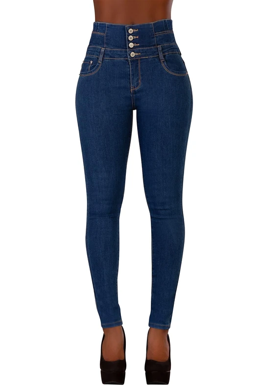 Glook Womens High Waist Skinny Slim Fit Stretchy Denim Butt Lifting Jeans Pants (18, Blue)