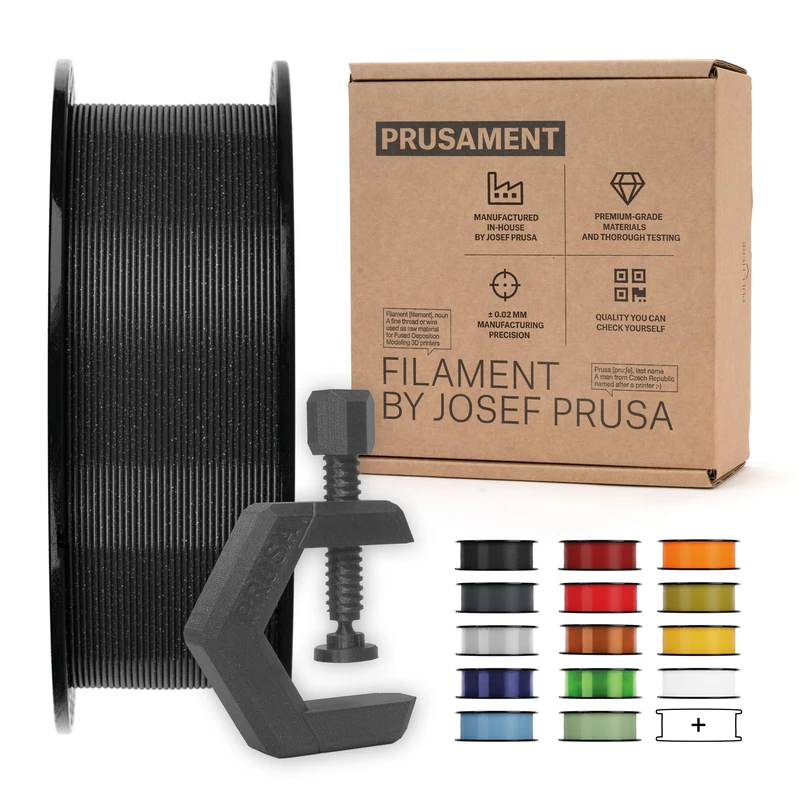 Prusament 3D Printer Premium Filament PETG Galaxy Black 1.75mm - 1kg Spool - High Precision ±0.02 mm - Low Stringing - Strong Layer Bond - No tangling - Ideal for Beginners & Professionals
