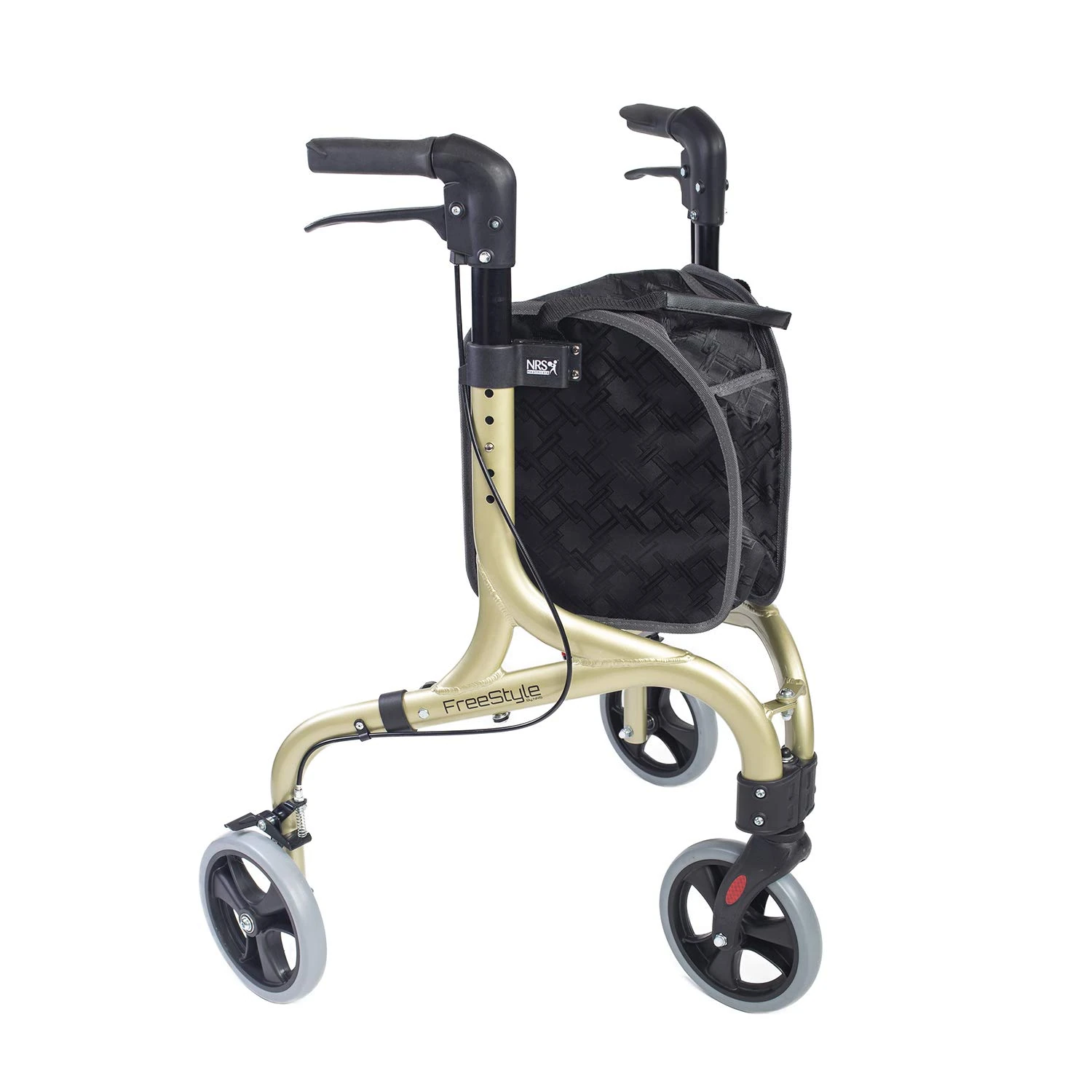 NRS Healthcare Freestyle 3 Wheel Rollator, Ultra Lightweight 5 kg (11lb) - Champagne Gold, P23049