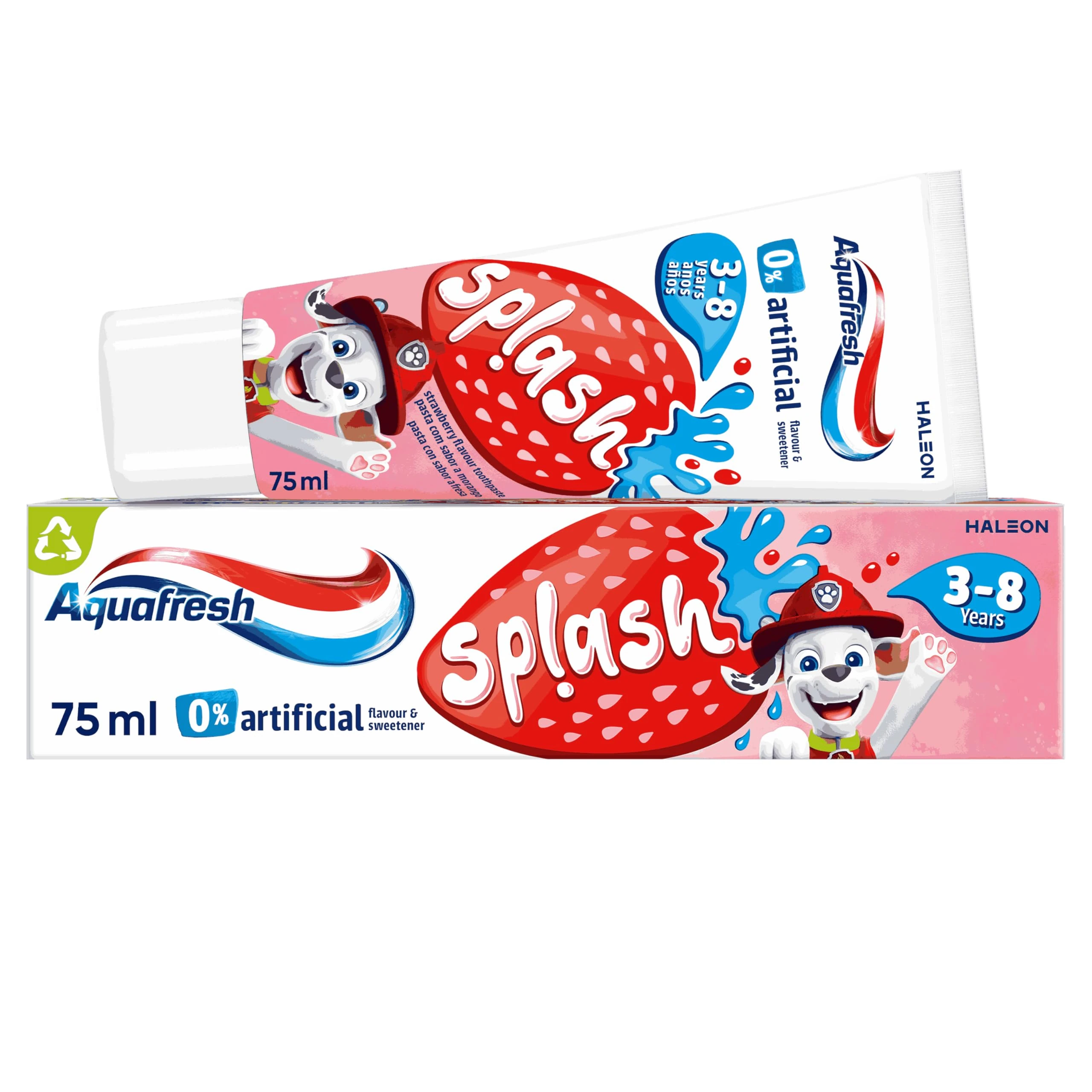 Aquafresh Paw Patrol Splash Toothpaste 3-8 years, Kids toothpaste, Strawberry flavour, 75ml