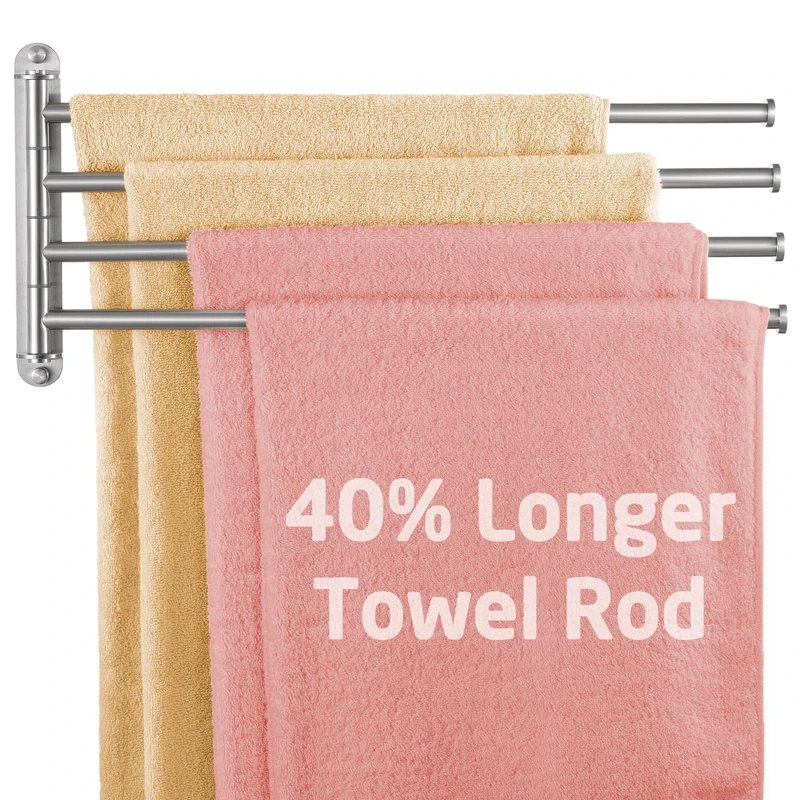 KES Swivel Towel Bar 4-Arm, 19.5" Swing Out Towel Rack for Bathroom Wall, Hand Towel Holder for Multiple Towels, SUS304 Stainless Steel Brushed Finish, A2103S4L50-2