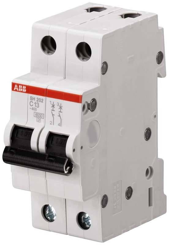 ABB SH202C3 Miniature Circuit Breaker, D Pole, MCB C3, HOME Breaking Capacity, 6K Amp Current (2CDS212001R0034)