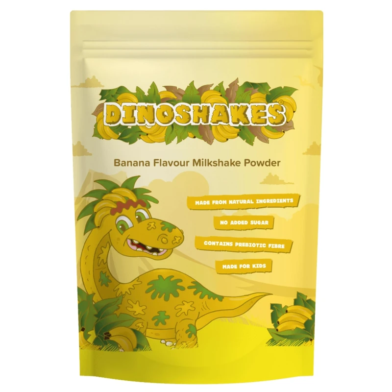 Dinoshakes Banana Milkshake Powder for Kids with All Natural Ingredients, High in Fibre, Vegan Friendly & No Added Sugar, 1kg