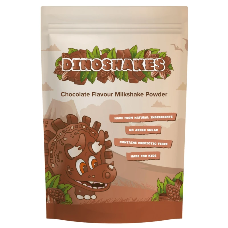 Dinoshakes Chocolate Milkshake Powder for Kids with All Natural Ingredients, High in Fibre, Vegan Friendly & No Added Sugar, 1kg