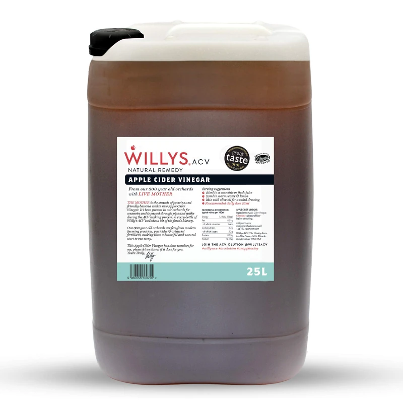 WILLY'S Apple Cider Vinegar with Live Mother - Probiotics For Detox & Gut Health - 25L Jerry Can - Sustainable ACV - Image 1