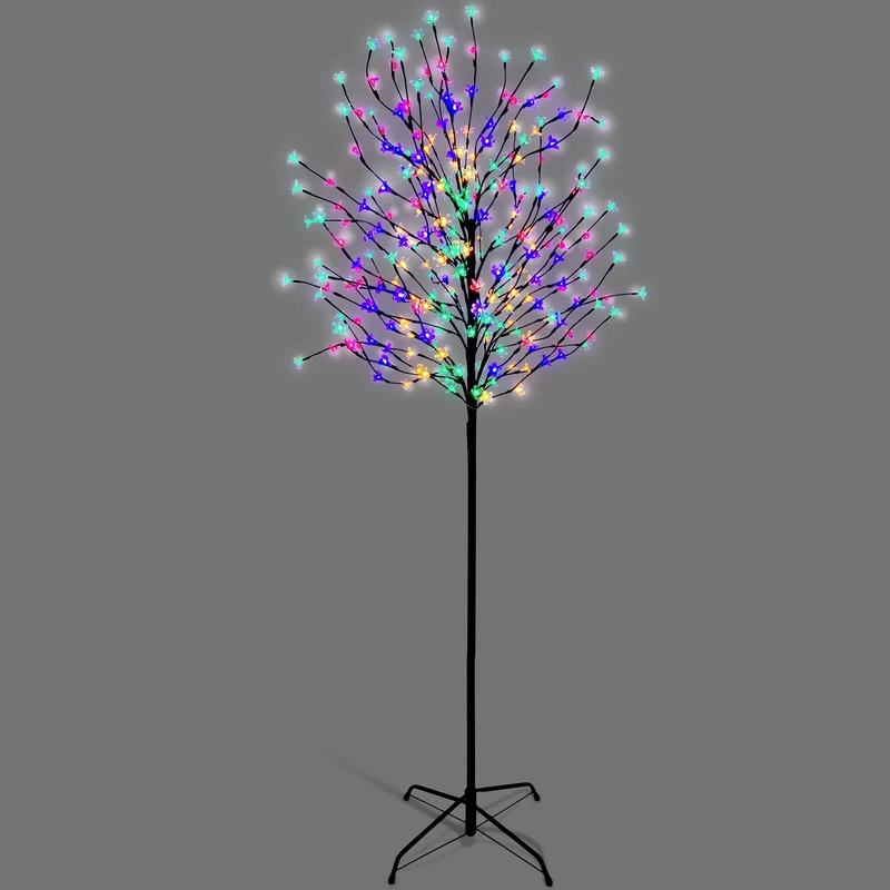 NETTA 5FT LED Cherry Blossom Tree, Pre-Lit 250 Lights, Auto-Off Timer and 8 Lighting Modes, 3M Power Cable, Suitable for Indoor and Outdoor Use - Multi-Colour