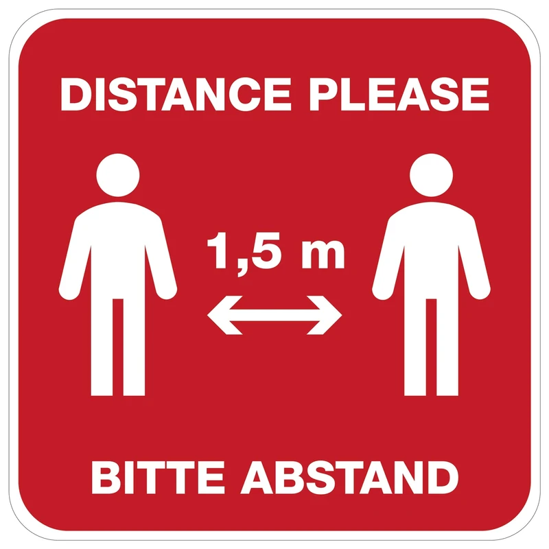 Komar 14810-24 48 Sticker Diamante 31 x 31 cm Self-Adhesive Distance Wall Sticker Warning Warning Corona - Image 1