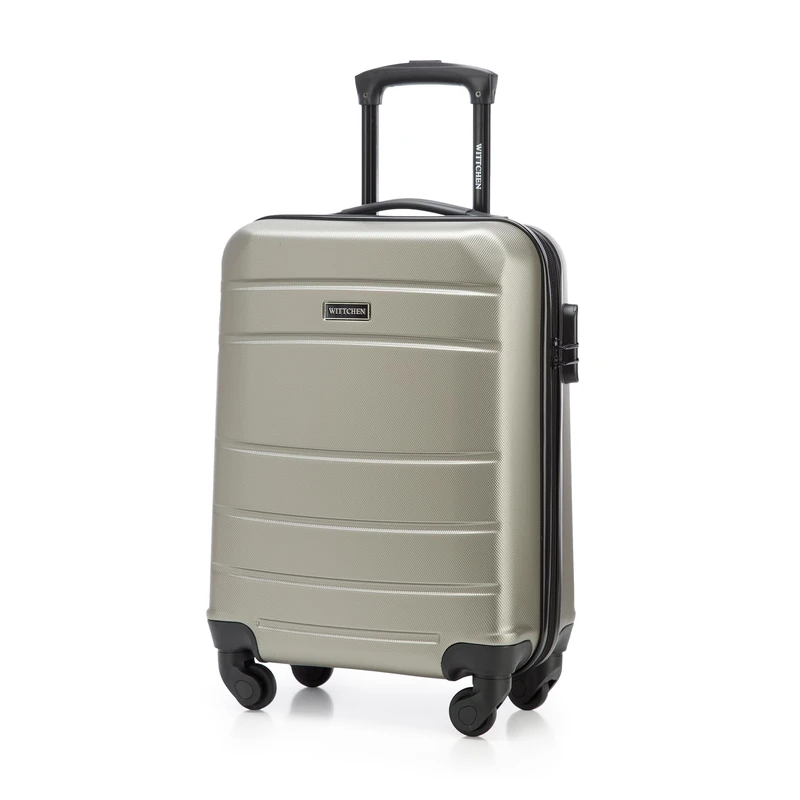 WITTCHEN Travel Suitcase Carry-On Cabin Luggage Hardshell Made of ABS with 4 Spinner Wheels Combination Lock Telescopic Handle Globe Line Size Cabin Suitcase Champagne