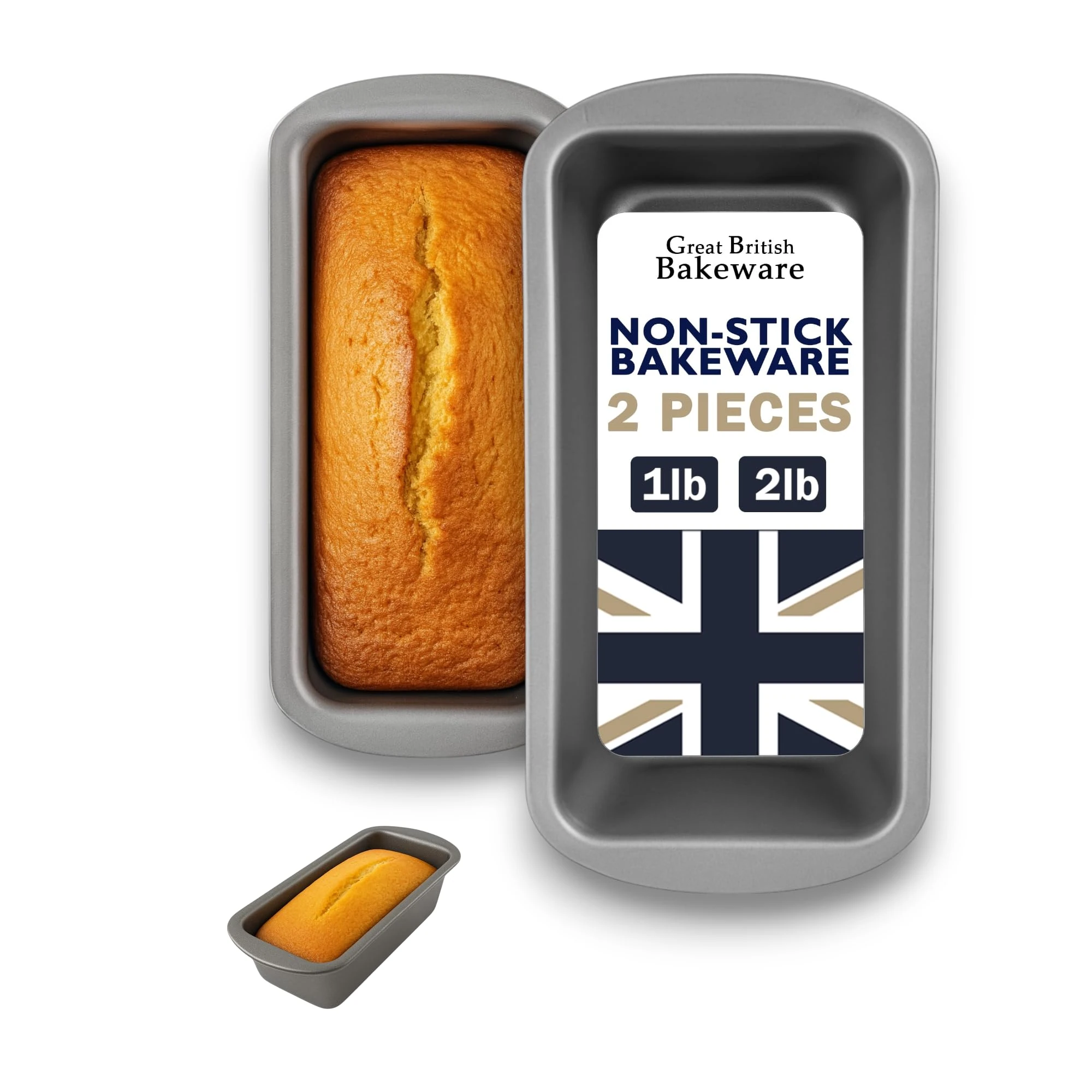 Samuel Groves 1lb/2lb Loaf Tins Non Stick Coated Bread Baking Mould Pan Set, Bread Tin, Bread Pans for Baking, Loaf Cake Tin, PFOA Free UK Made, Bread Tins, Loaf Tins (1LB & 2LB Set)