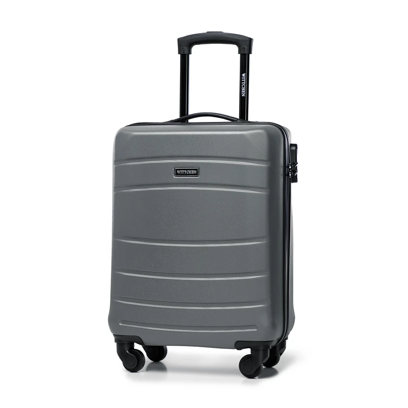 WITTCHEN Travel Suitcase Carry-On Cabin Luggage Hardshell Made of ABS with 4 Spinner Wheels Combination Lock Telescopic Handle Globe Line Size Cabin Suitcase Grey
