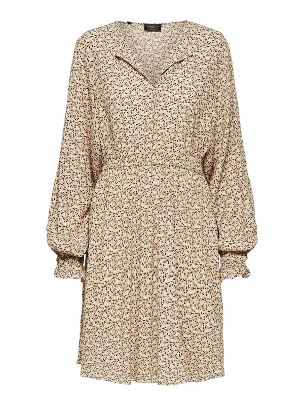SELECTED FEMME Women's Slfriyanka-Vienna Ls AOP Short Dress B Dress - Brown - 16 - Image 1