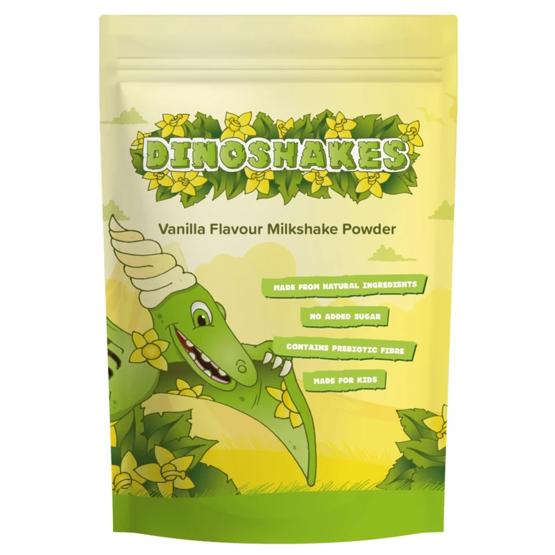 Dinoshakes Vanilla Milkshake Powder for Kids with All Natural Ingredients, High in Fibre, Vegan Friendly & No Added Sugar, 1kg