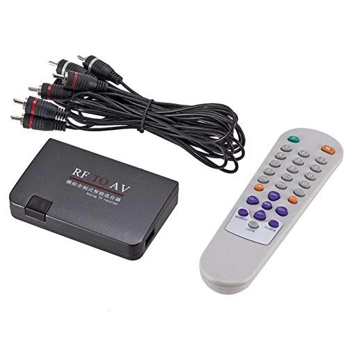 Triamisu RF to AV Receiver - Mini Portable RF to AV Analog TV Receiver Converter Modulator - Black