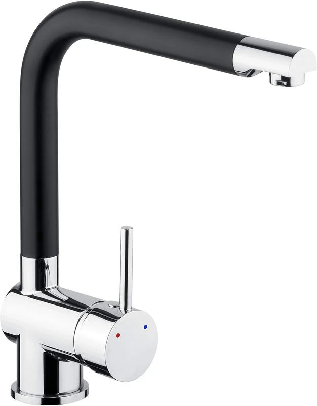 Cornat Solana SOLS5 Single-Lever Sink Mixer Quality Brass Body-Black/Chrome-Plated 360° Pivoting Spout/High Pressure Fitting/Kitchen Tap