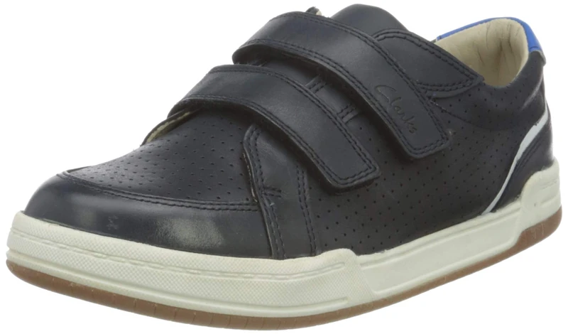 Clarks Boy's Fawn Solo T Sneaker, Navy Leather, 9.5 UK Child