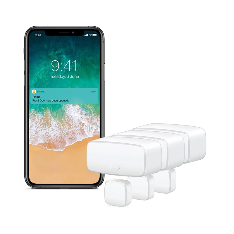 Eve Door and Window Set of 3 - Smart Contact Sensor for Doors/Windows, Notifications (Open/Off), Automatic Activation of Devices and Scenes, No Bridge, Apple HomeKit, Bluetooth/Thread - Image 1