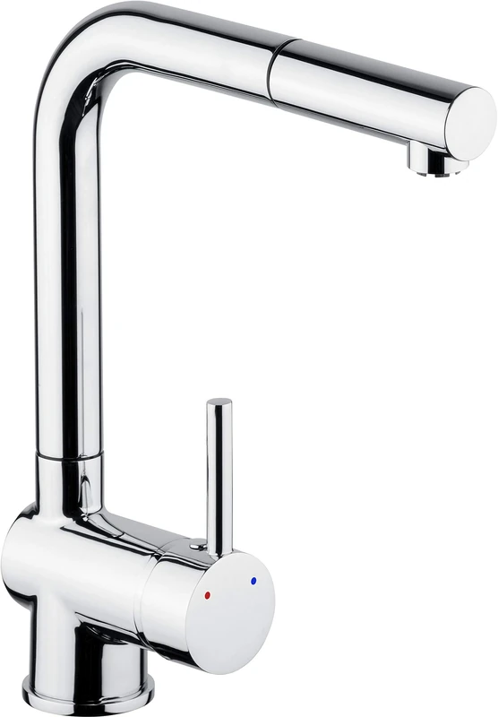 Cornat Livenne LIV535 Single-Lever Sink Fitting Brass Body Chrome-Plated Extendable Hose Spray and Pivoting Spout/Low Pressure Kitchen Tap, Silver