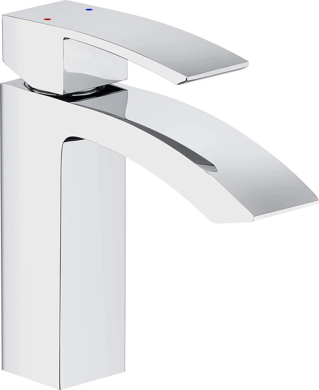 Cornat “Fortizza” single lever washbasin faucet - high-quality brass body - chrome-plated - with pull drain fitting/low pressure faucet/bathroom faucet/FOR12, silver, height 157 mm | depth 149 mm