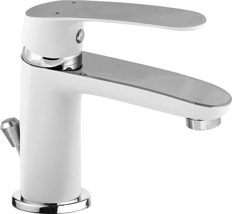 Cornat Lucena LUCW1 Single-Lever Washbasin Pull Outflow High Pressure Tap for Bathroom/Sink Fitting White/Chrome-Plated, Silver