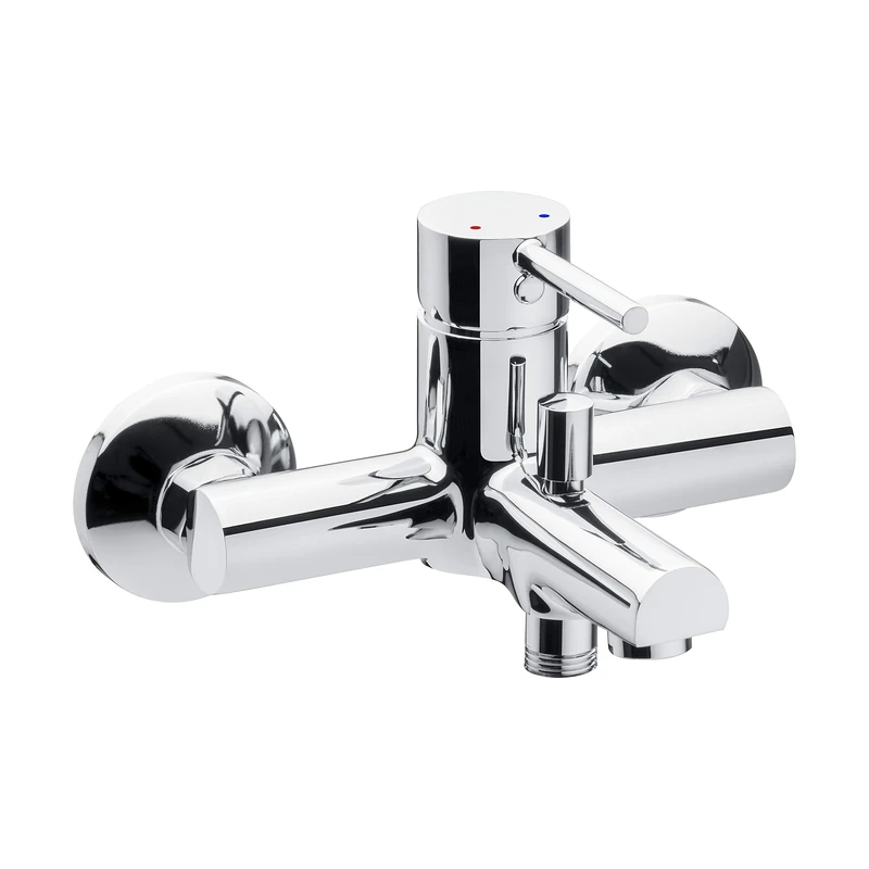 Cornat Calo CAL2 Single-Lever Bath Tap Fitting with Brass Body Chrome-Plated 1/2 Inch Shower Outlet / Single Lever Mixer Tap for Wall Mounting