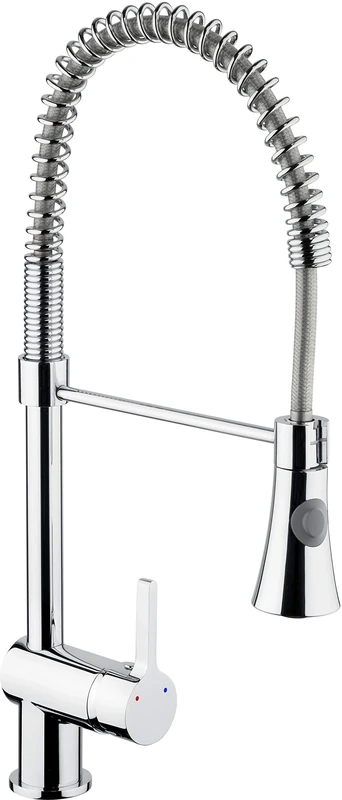 Cornat Fuerte FUE53 Single-Lever Sink Mixer Tap - High Quality Brass Body - Chrome-Plated - Flexible Spring Spout - with Shower Lock/High Pressure Tap/Kitchen Tap