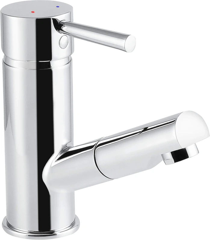 Cornat Fuerte FUE15 Single-Lever Washbasin Mixer Chrome-Plated Brass Body Extendible Shower with Pull Outflow Fitting/High Pressure Bathroom/Sink Tap
