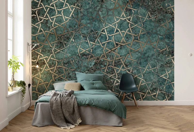 Komar X7-1004 Fleece Starlight Size: 350 x 250 cm 7 Panels Width 50 cm Art Nouveau Style Wallpaper Decoration Wall Mural Wall Covering Design Wallpaper X7-1004 Photo Wallpaper Colourful