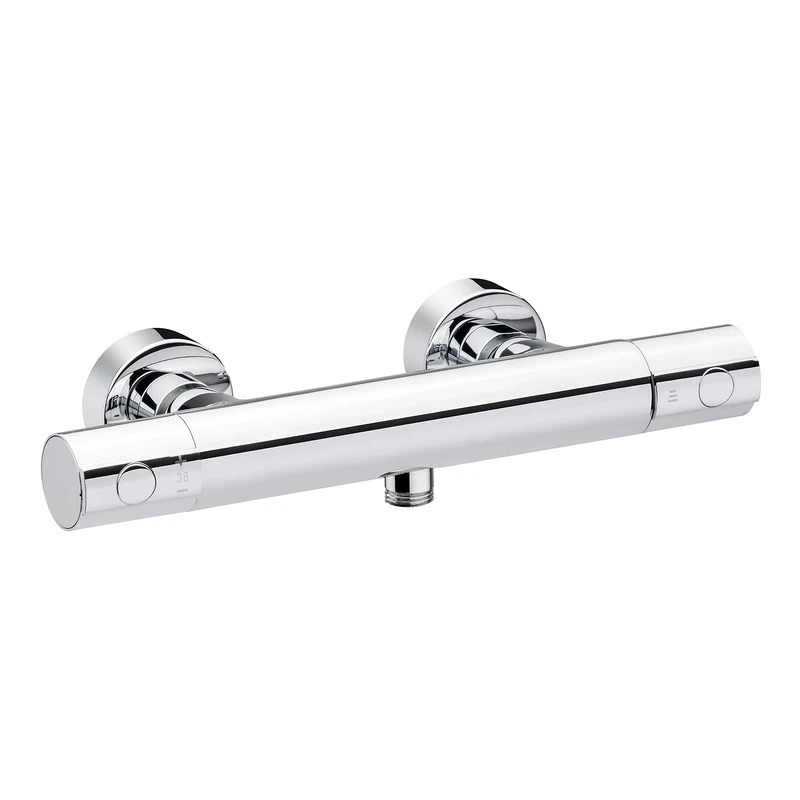 Cornat Derval DER3 Chrome-Plated Brass Body Temperature Selection Handle and Hot Water Lock Cool-Touch Surface-Mounting, Thermostatic Shower Mixer tap
