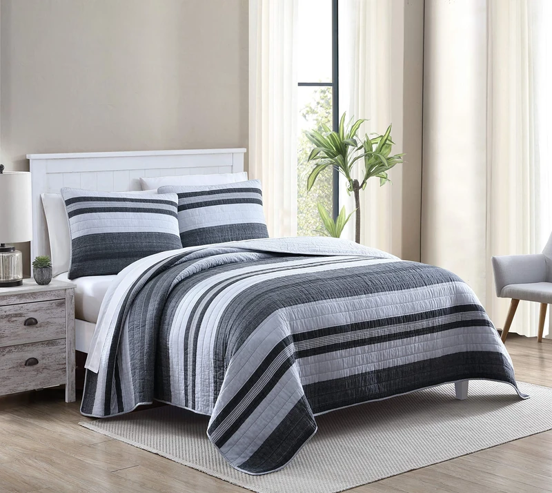 Nautica Home | Ardmoore Collection | Premium Cotton Ultra Soft Quilt Coverlet, Comfortable 2 Piece Bedding Set, All Season Stylish Bedspread, Twin, Grey