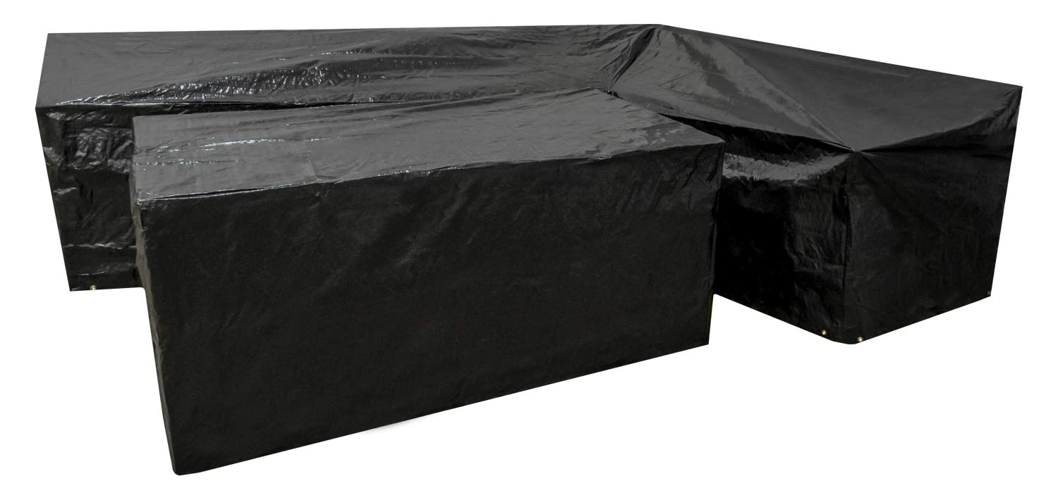 Woodside L Shape Outdoor Garden Corner Sofa & Table Dining Set Cover, Black, 100g/M2, 4
