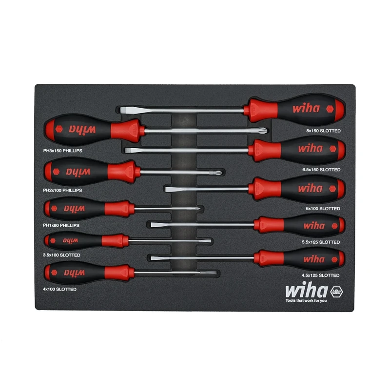 Wiha 30280 10 Piece SoftFinish Cushion Grip Screwdriver Tray Set