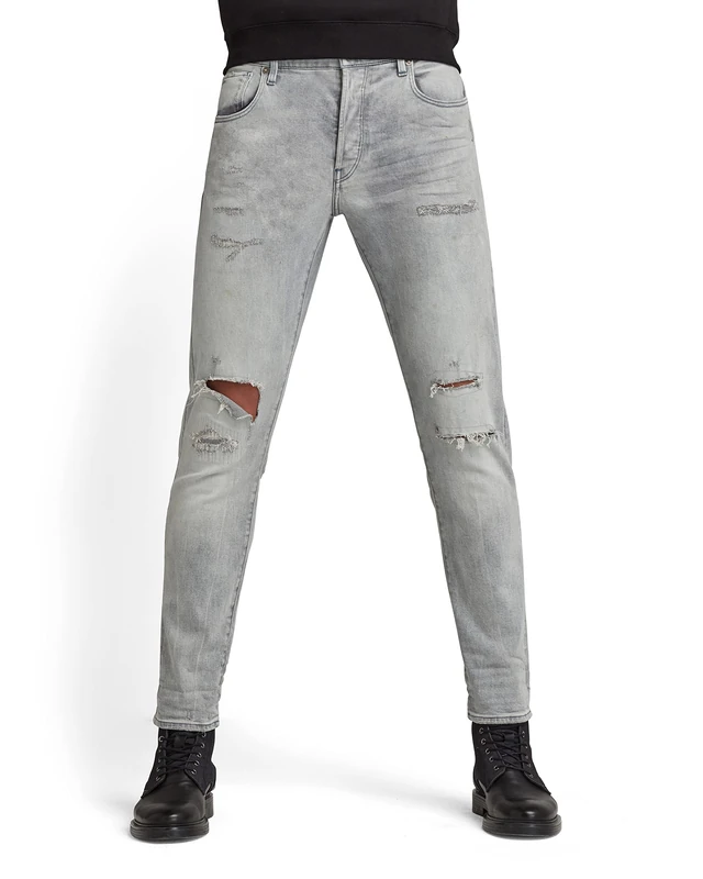 G-Star Men's 3301 Slim style Jeans, Grey (vintage ripped oreon grey 51001-C293-C297), 30W / 34L