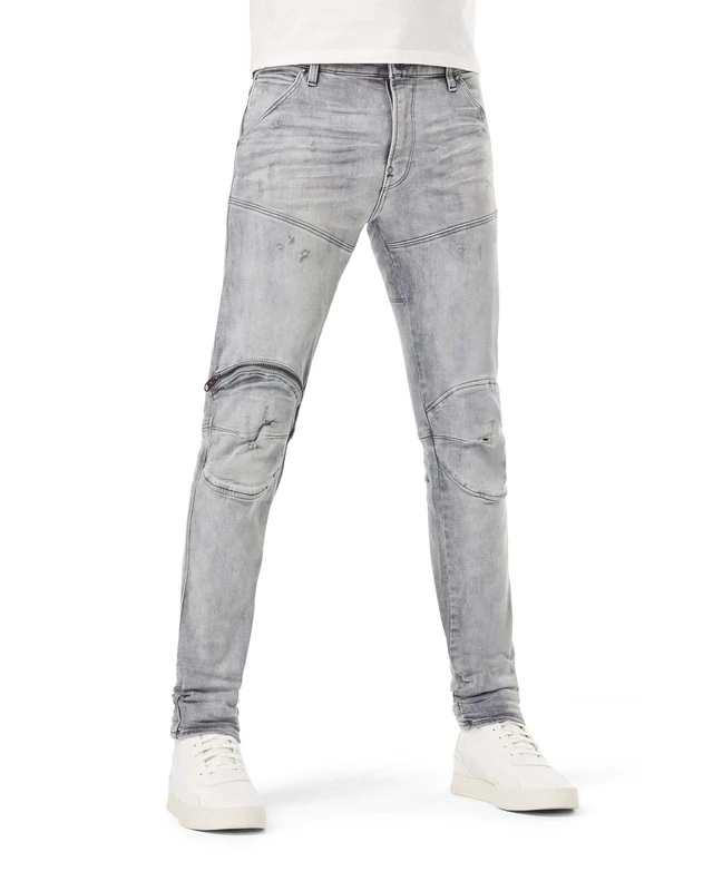 G-STAR RAW Men's 5620 3D Zip Knee Skinny Jeans, Grey (vintage oreon grey destroyed D01252-A634-C296), 33W / 34L