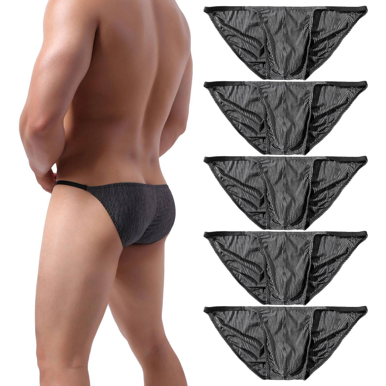 Summer Code Men's Sexy Briefs Elastic Ruched Back Bikini Underwear Pack