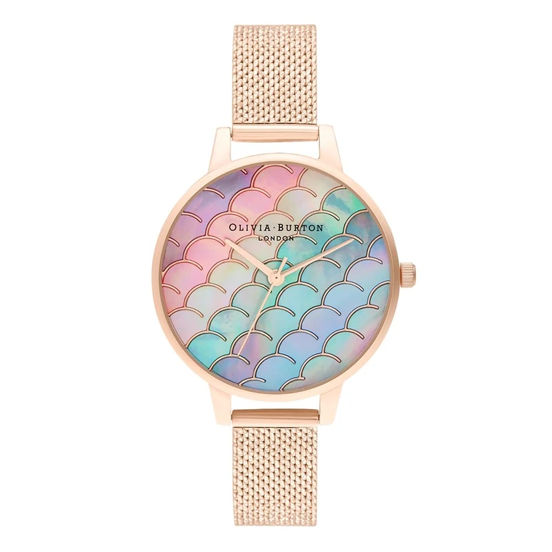 Olivia Burton Analogue Quartz Watch for Women UNDER THE SEA Collection with Rose Gold Colored Stainless Steel Mesh Bracelet - OB16US45