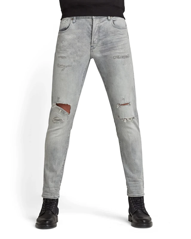 G-Star Men's 3301 Slim style Jeans, Grey (vintage ripped oreon grey 51001-C293-C297), 31W / 34L